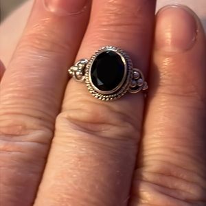 Size 8.925 silver ring with Blackstone new with tags stamped “925 YS INDIA”